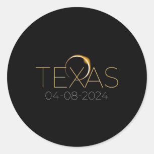 Adesivo Redondo Eclipse Solar 2024 Estado do Texas Total Eclipse S
