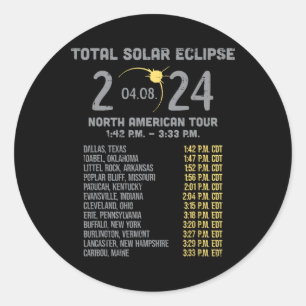 Adesivo Redondo Eclipse Solar 2024 Totalidade abril 8 Homens Mulhe