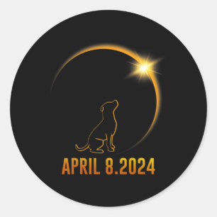 Adesivo Redondo Eclipse Solar 2024 Totalidade de Cães 1