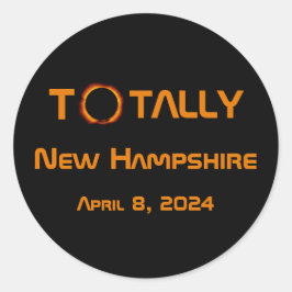 Adesivo Redondo Eclipse Solar 2024 Totalmente Nova Hampshire