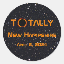 Adesivo Redondo Eclipse Solar 2024 Totalmente Nova Hampshire
