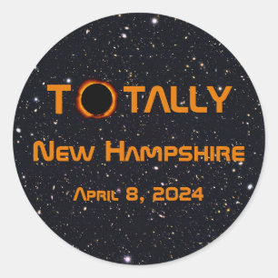 Adesivo Redondo Eclipse Solar 2024 Totalmente Nova Hampshire