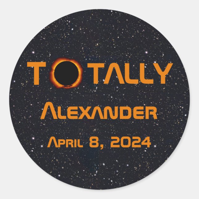 Adesivo Redondo Eclipse Solar 2024 Totalmente Pessoal (Frente)