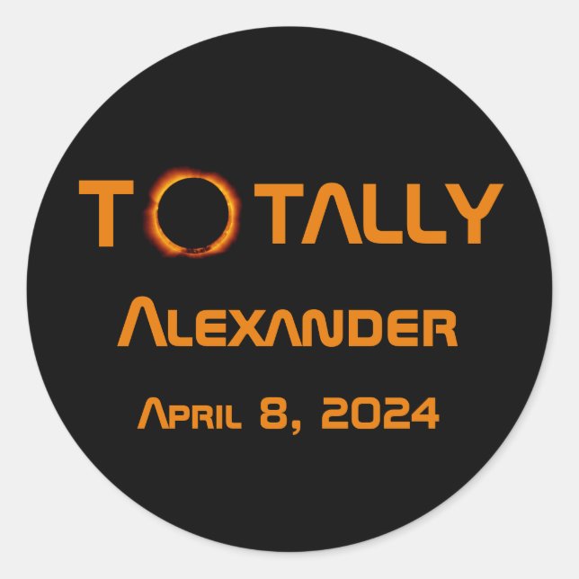 Adesivo Redondo Eclipse Solar 2024 Totalmente Pessoal (Frente)