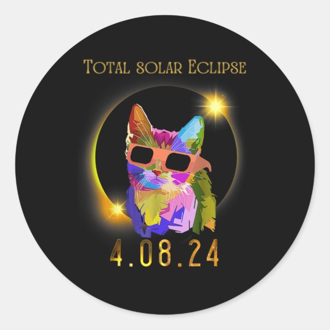 Adesivo Redondo Eclipse Solar 2024 Vidro do Eclipse Solar Vestido (Frente)