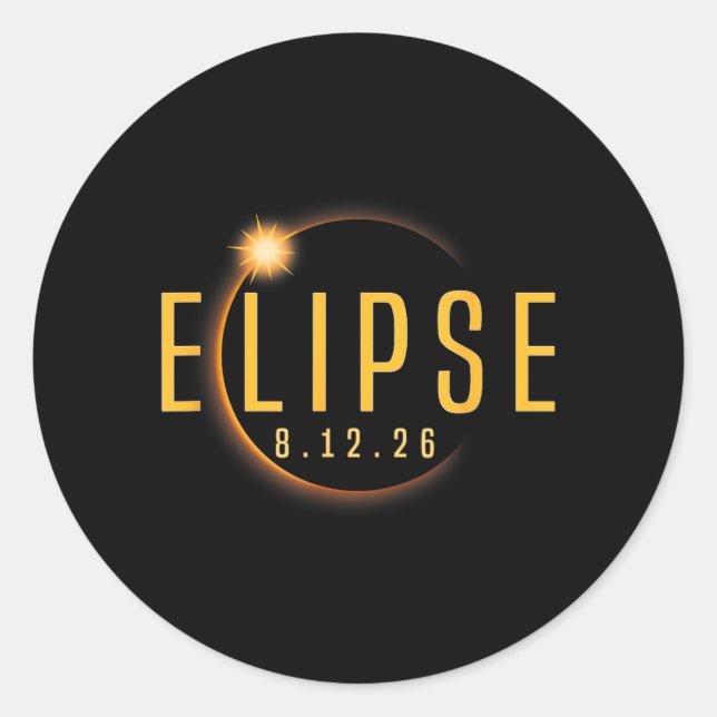 Adesivo Redondo Eclipse Solar 2026 Eclipse Solar Total 26 (Frente)