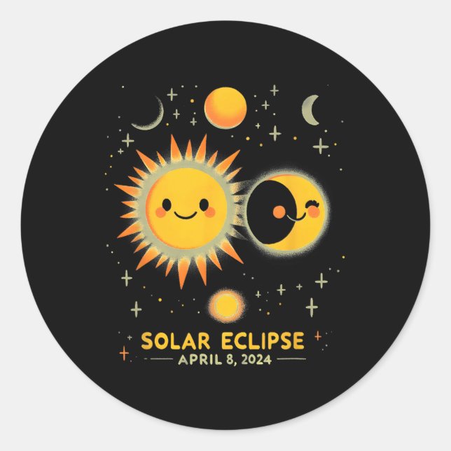 Adesivo Redondo Eclipse Solar Abril 8 Eclipse Solar Total 2024 (Frente)