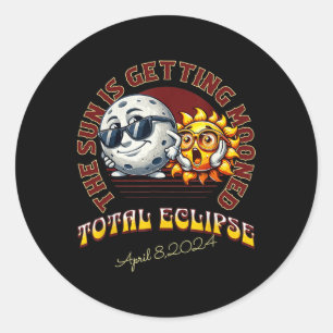 Adesivo Redondo Eclipse Solar Abril De 2024 Sun Está Sendo Moonado