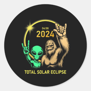 Adesivo Redondo Eclipse Solar Alienígena Bigfoot Rock Total Eclip