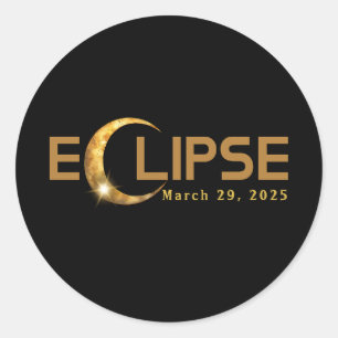 Adesivo Redondo Eclipse Solar American Event 3/29/2025