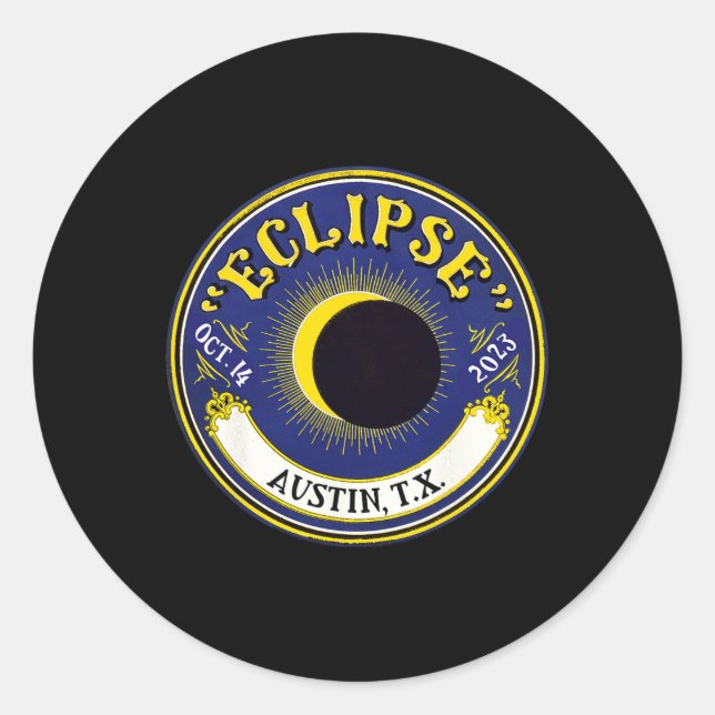 Adesivo Redondo Eclipse Solar Annular Austin Texas Family Viagem (Frente)