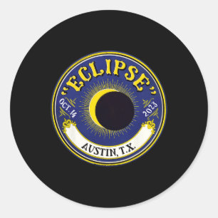 Adesivo Redondo Eclipse Solar Annular Austin Texas Family Viagem
