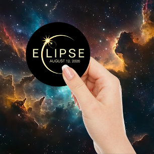 Adesivo Redondo Eclipse Solar Astronomia Evento 2026