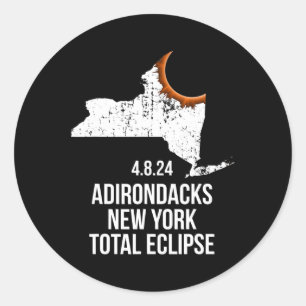 Adesivo Redondo Eclipse Solar de Nova York Adirondacks Total Eclip