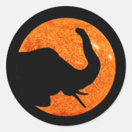 Adesivo Redondo Eclipse Solar do Perfil do Elefante