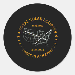 Adesivo Redondo Eclipse Solar Duas Vezes Na Vida 2024 Total Solar 
