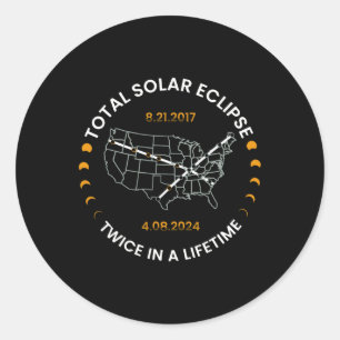 Adesivo Redondo Eclipse Solar Duas Vezes Na Vida 2024 Total Solar
