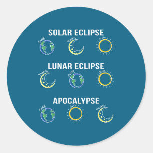 Adesivo Redondo Eclipse Solar Eclipse Lunar Apocalipse