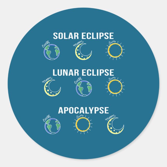 Adesivo Redondo Eclipse Solar Eclipse Lunar Apocalipse (Frente)