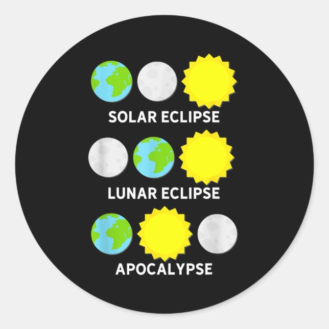 Adesivo Redondo Eclipse Solar Eclipse Lunar Apocalipse (Frente)