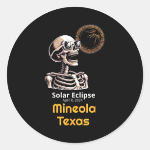 Adesivo Redondo Eclipse Solar Esqueleto Mineola Texas