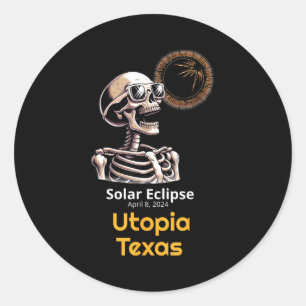 Adesivo Redondo Eclipse Solar Esqueleto Utopia Texas