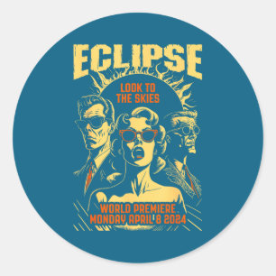 Adesivo Redondo Eclipse Solar Ficção Científica Vintage