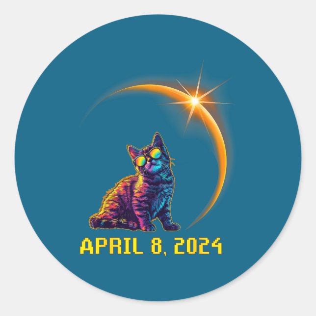 Adesivo Redondo Eclipse Solar Gato Eclipse Solar (Frente)