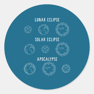 Adesivo Redondo Eclipse Solar Lunar Apocalipse Astronomia