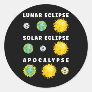 Adesivo Redondo Eclipse Solar Lunar Apocalypse Astronomy Nerd Scie