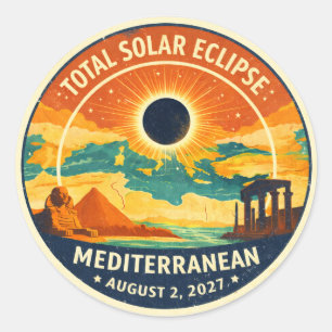 Adesivo Redondo Eclipse Solar Mediterrâneo de 2027