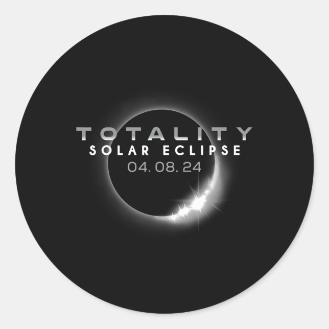 Adesivo Redondo Eclipse Solar Total 04. 08. 2024 Totalidade 1 (Frente)