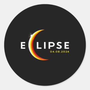 Adesivo Redondo Eclipse Solar Total 04.08.24 De Abril 8 De 2024 Ec