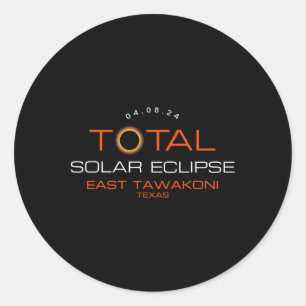 Adesivo Redondo Eclipse Solar Total 2024 East Tawakoni Texas Total