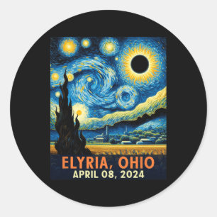 Adesivo Redondo Eclipse Solar Total 2024 Elyria Ohio Starry Night