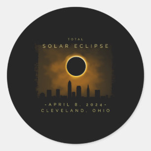Adesivo Redondo Eclipse Solar Total 2024 Em Cleveland