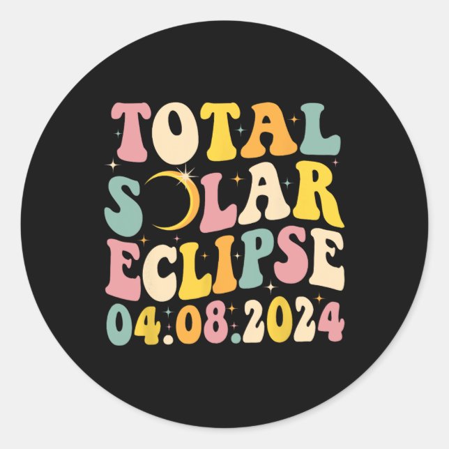 Adesivo Redondo Eclipse Solar Total 2024 Homens Vertro Solares com (Frente)