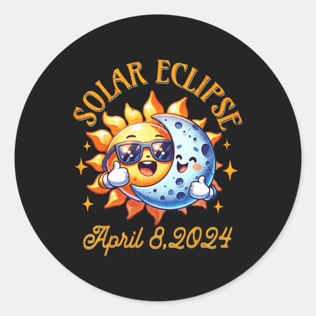 Adesivo Redondo Eclipse Solar Total 2024 Kids De Eclipse Solar Cut (Frente)
