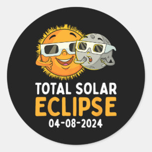 Adesivo Redondo Eclipse Solar Total 2024 Óculos Diversão Sun Moon