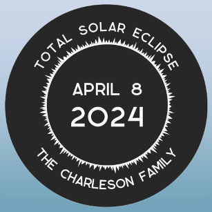 Adesivo Redondo Eclipse Solar Total 2024 Personalizado