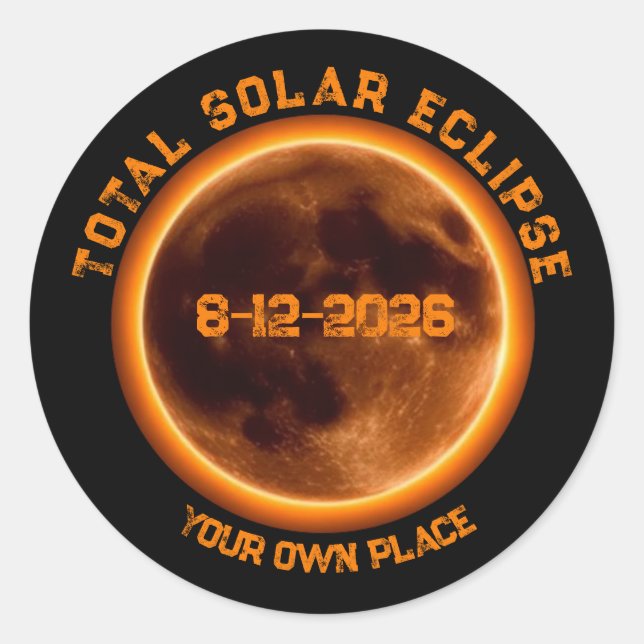 Adesivo Redondo Eclipse Solar Total 2026 (Frente)