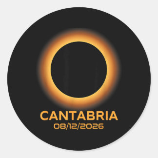 Adesivo Redondo Eclipse Solar Total 2026 Cantabria Espanha Totalid