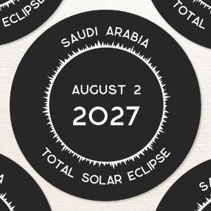 Adesivo Redondo Eclipse Solar Total 2027 Arábia Saudita