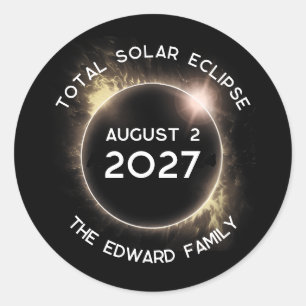 Adesivo Redondo Eclipse Solar Total 2027 Personalizado