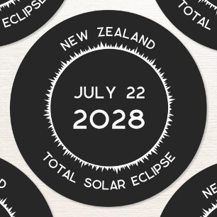 Adesivo Redondo Eclipse Solar Total 2028 Nova Zelândia