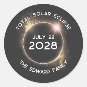Adesivo Redondo Eclipse Solar Total 2028 Personalizado