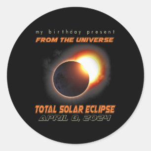 Adesivo Redondo Eclipse Solar Total Abr 8 2024 Aniversário