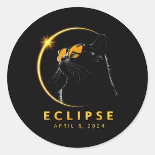 Adesivo Redondo Eclipse Solar Total abril 2024 Totalidade Funny C