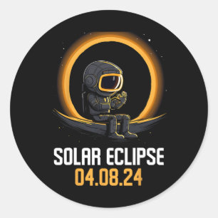 Adesivo Redondo Eclipse Solar Total Abril 8 2024 América Solar Ecl