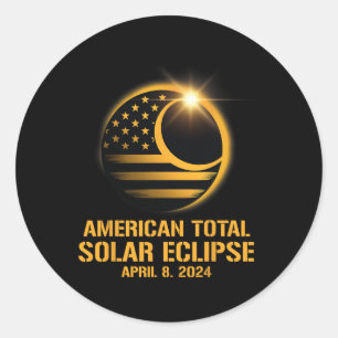 Adesivo Redondo Eclipse Solar Total abril 8 2024 Astronom Totality
